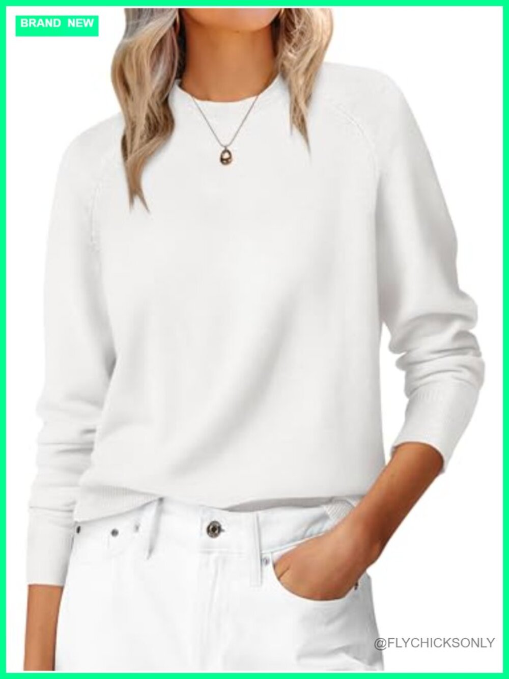 Women's Long Sleeve Crew Neck Lightweight Knit Pullover Sweater Loose Fit Casual